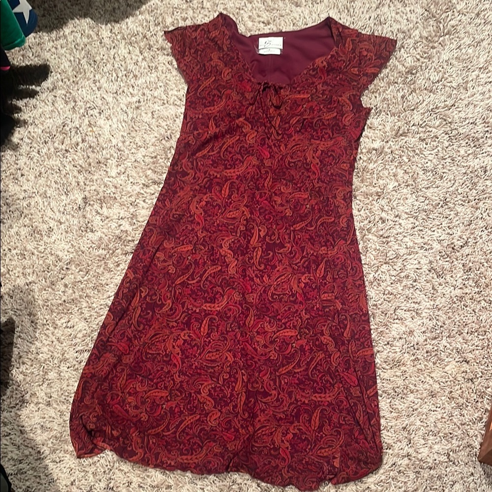 Byer California Red A-Line Flutter Sleeve Dress